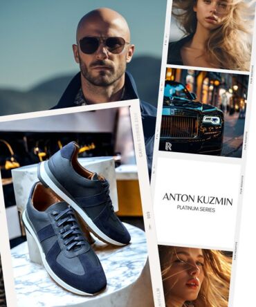 Кросівки сині шкіряні Elvis