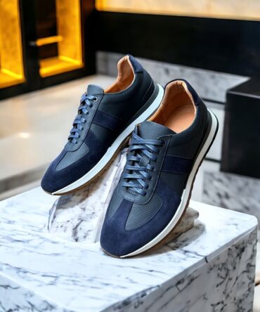 Кросівки сині шкіряні Elvis