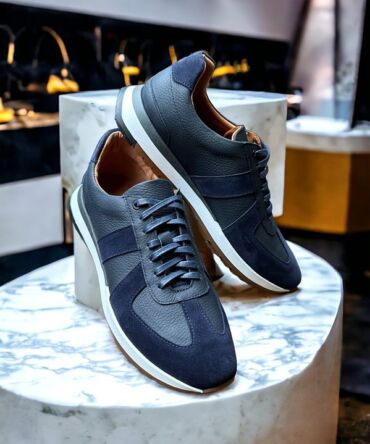 Кросівки сині шкіряні Elvis