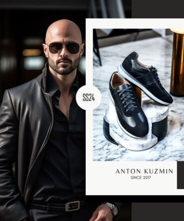 Кросівки шкіряні чорного кольору Hilarion