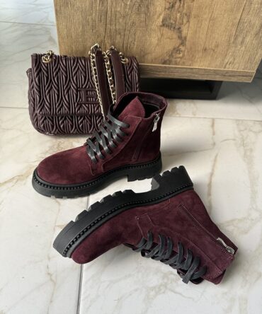 Черевички жіночі замшеві бордо Astra