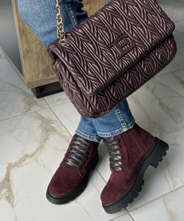 Черевички жіночі замшеві бордо Astra