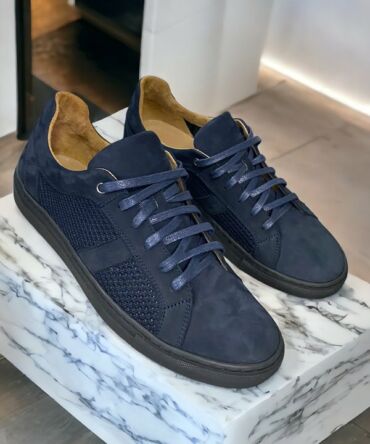 Кеди з нубуку сині з сіточкою Svitan