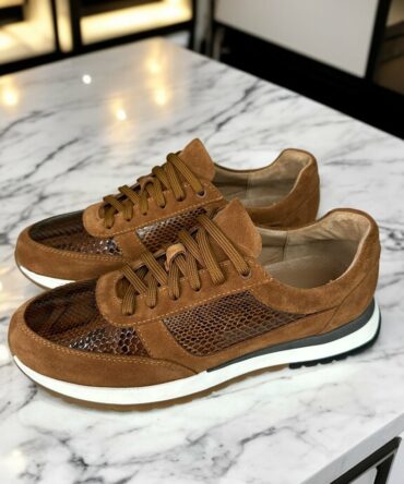 Кросівки з натуральним пітоном руді Mario