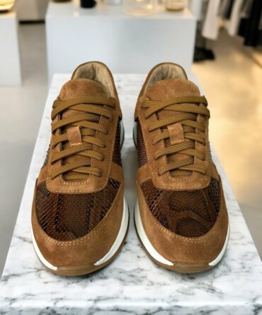 Кросівки з натуральним пітоном руді Mario