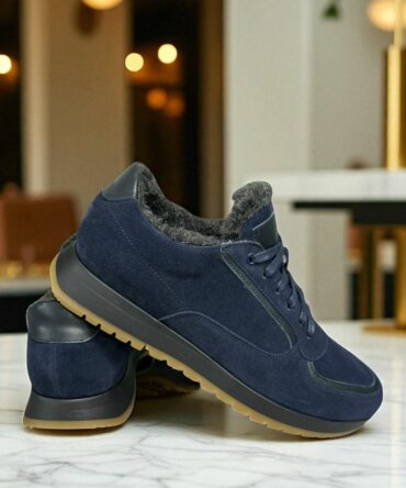 Кросівки сині замшеві зимові Daniel