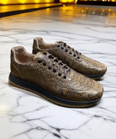 Кросівки чоловічі з пітону коричневі Leon