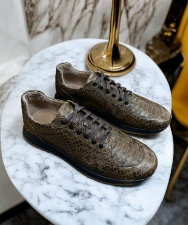 Кросівки чоловічі з пітону коричневі Leon
