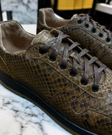 Кросівки чоловічі з пітону коричневі Leon