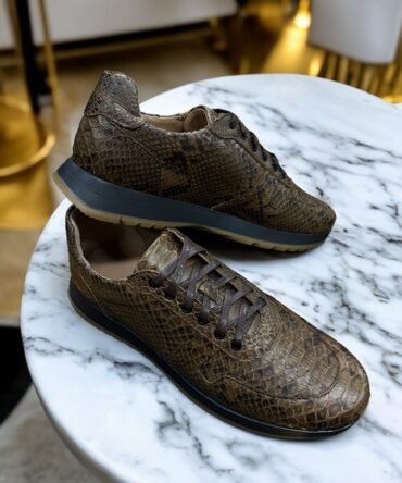 Кросівки чоловічі з пітону коричневі Leon
