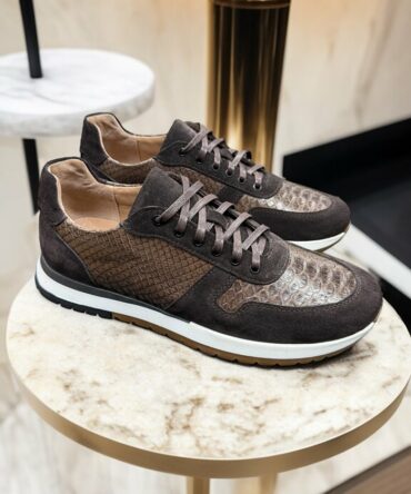 Кросівки чоловічі з пітону коричневі Mario