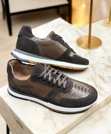 Кросівки чоловічі з пітону коричневі Mario