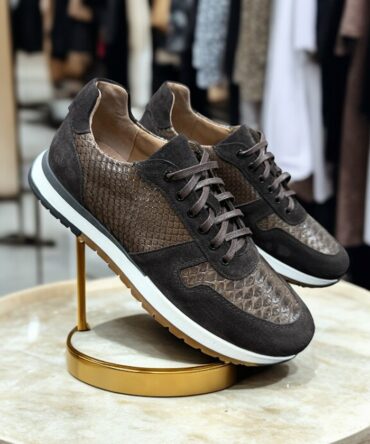 Кросівки чоловічі з пітону коричневі Mario