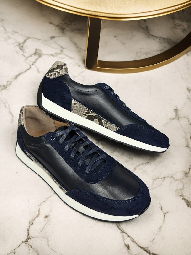 Кросівки з пітоном та замшею сині Кросівки з пітоном та замшею сині