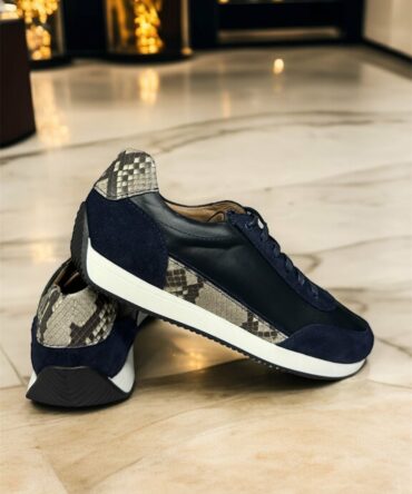 Кросівки з пітоном та замшею сині Кросівки з пітоном та замшею сині