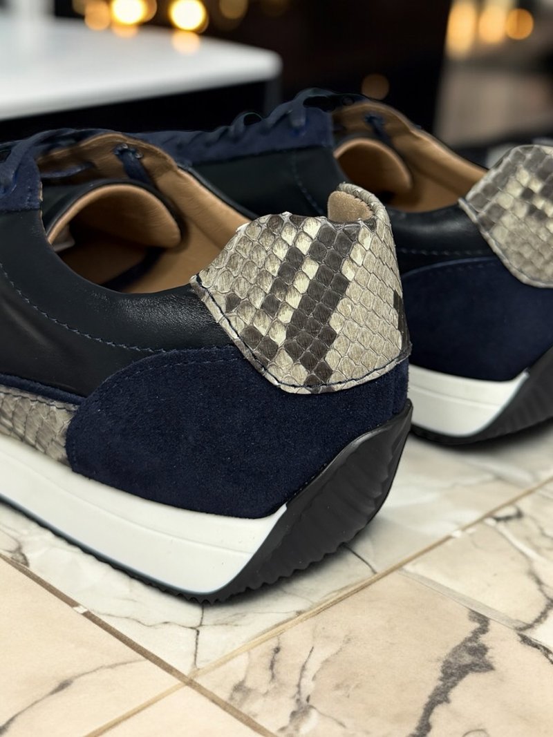Кросівки з пітоном та замшею сині Кросівки з пітоном та замшею сині