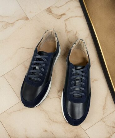 Кросівки з пітоном та замшею сині