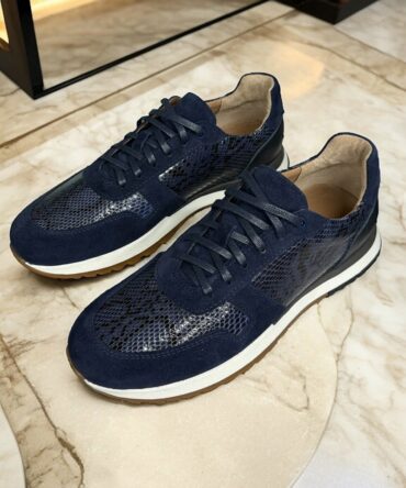 Кросівки з натуральним пітоном темно сині Ed