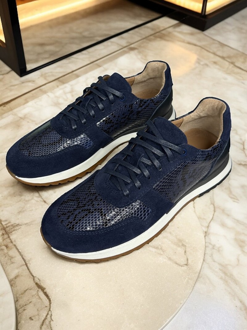 Кросівки з натуральним пітоном темно сині Ed Кросівки з натуральним пітоном темно сині Ed