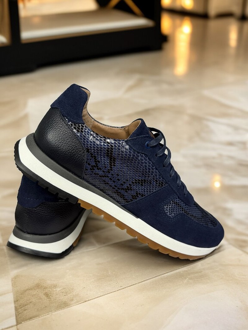 Кросівки з натуральним пітоном темно сині Ed Кросівки з натуральним пітоном темно сині Ed