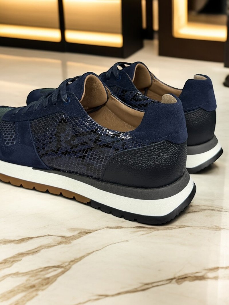 Кросівки з натуральним пітоном темно сині Ed Кросівки з натуральним пітоном темно сині Ed