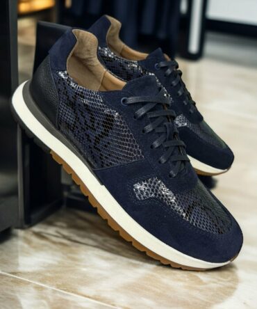 Кросівки з натуральним пітоном темно сині Ed Кросівки з натуральним пітоном темно сині Ed