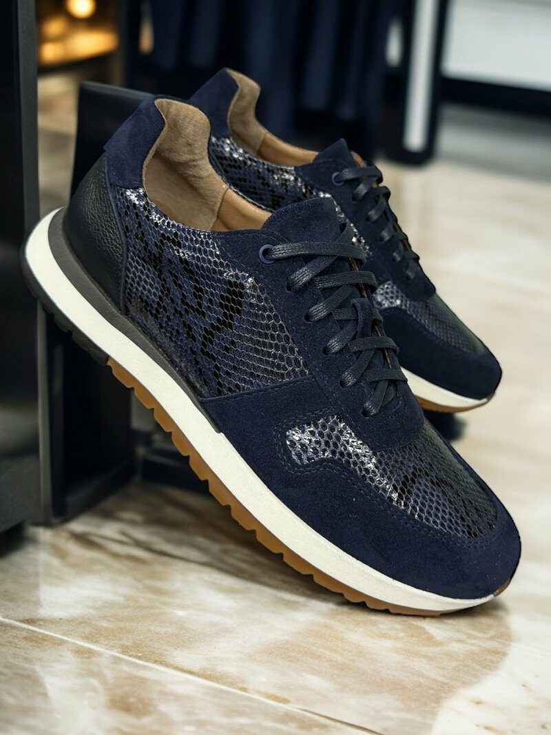 Кросівки з натуральним пітоном темно сині Ed Кросівки з натуральним пітоном темно сині Ed