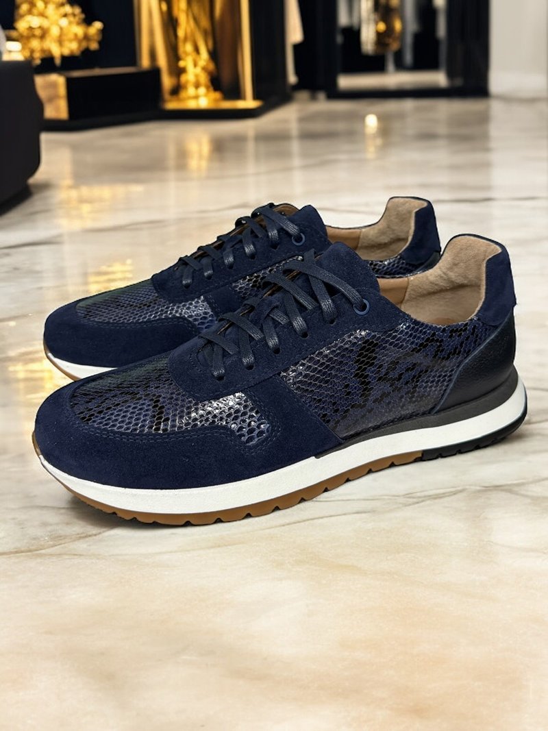 Кросівки з натуральним пітоном темно сині Ed Кросівки з натуральним пітоном темно сині Ed