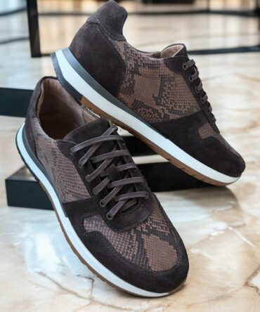 Кросівки з натуральним пітоном коричневі Ed Кросівки з натуральним пітоном коричневі Ed